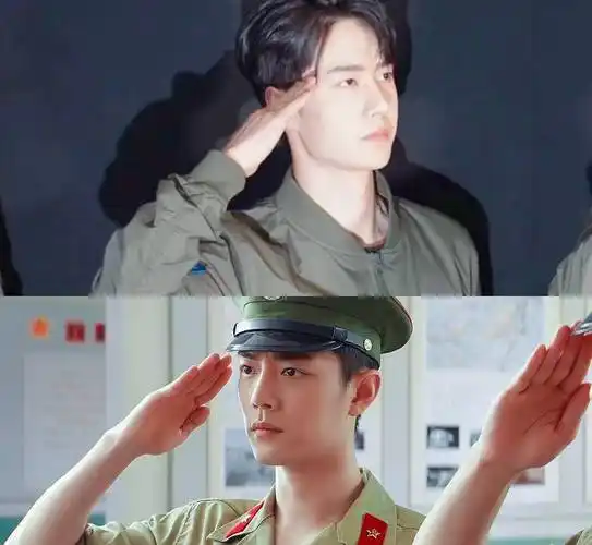 肖战的敬礼图是来自《王牌部队》里的剧照,而王一博的敬礼图是来自本