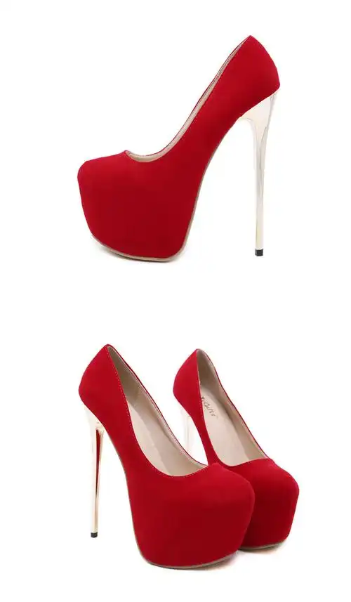 伪娘超高跟鞋性感细跟16cm夜店夏20cm鱼嘴单鞋女鞋大号码43恨天高红色