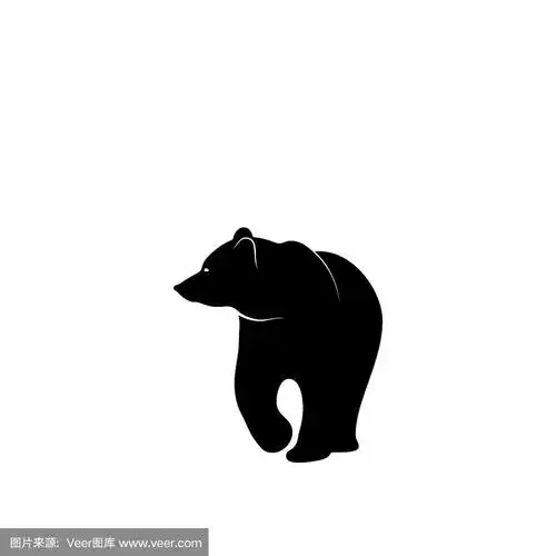 白色的熊剪影图形印刷