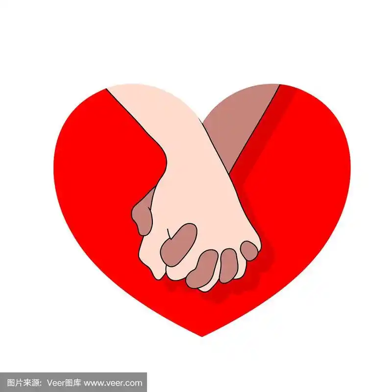 牵手红心.图标设计在平面风格.