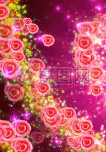 玫瑰蝴蝶粒子情人节婚礼婚庆背景图片素材