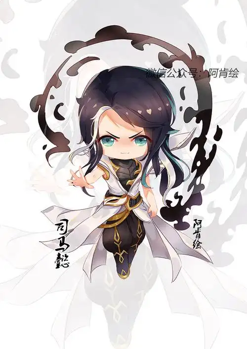 阿肯绘王者荣耀司马懿q版漫画插画头像