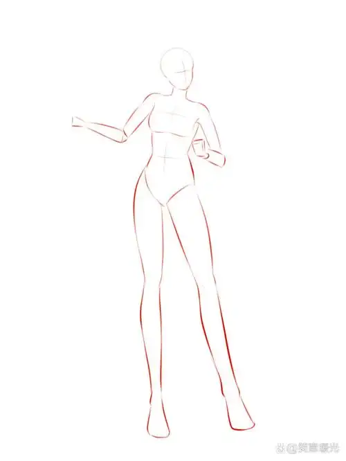 古风人物全身线稿练习—03