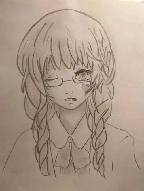 可爱的女孩.虫小姐.动漫女孩.一个女孩的画像.扎着马尾辫的女孩.