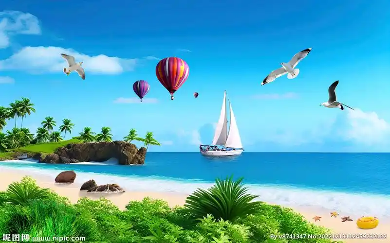 蓝天白云大海沙滩