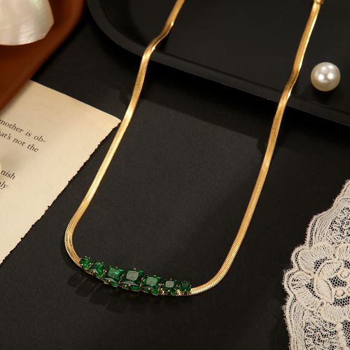 欧美复古镀18k真金蛇骨链时尚气质百搭镶钻钛钢不掉色高级项链女