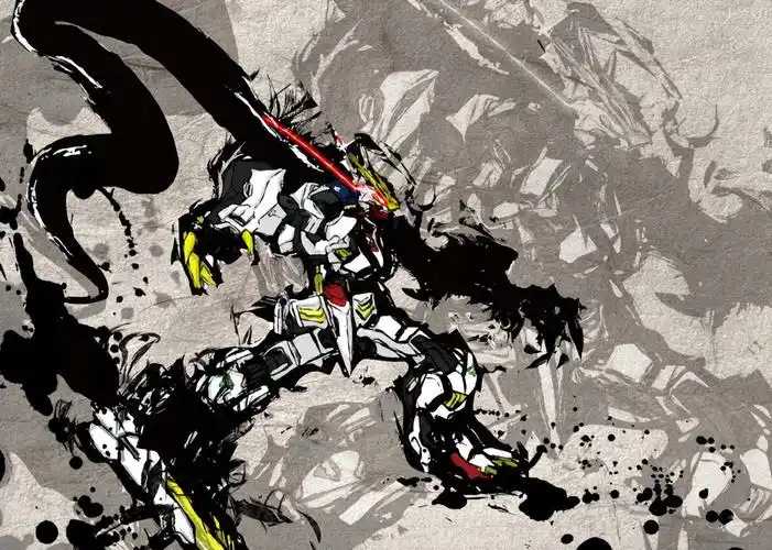 狂气的水墨风高达插画巴巴托斯狼王帅气十足