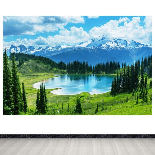 森林聚宝盆山水画风景画客厅酒店装饰画雪山蓝天白云墙贴壁画自粘