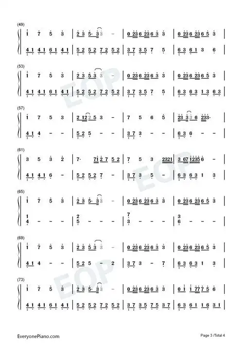 玫瑰少年五月天双手简谱预览3