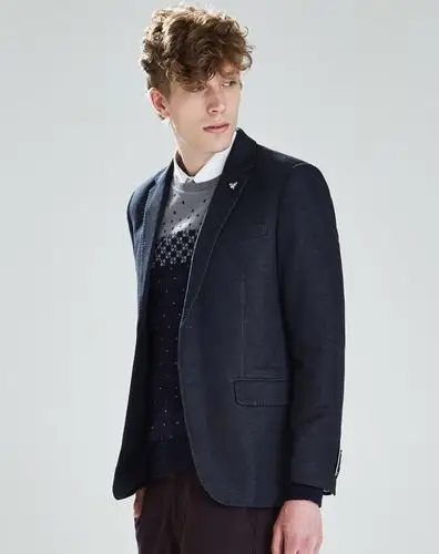 欧美时尚商务休闲男式西服深藏蓝