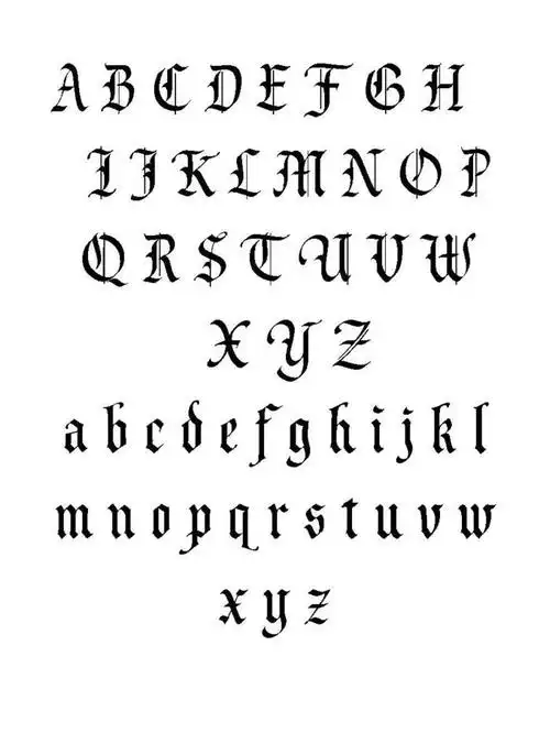 26个英文字母木纹身图案,字母纹身,纹身图案,字母设计.