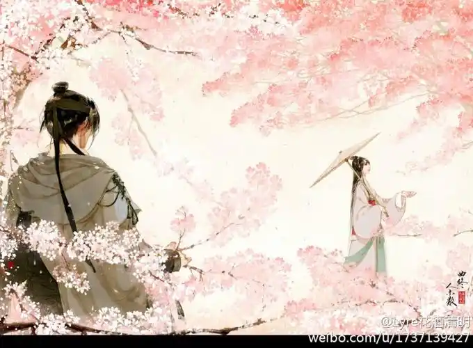 粉红色,樱花,少女,古风,美少年【开花时节】yin {lyre花酒清明画作}