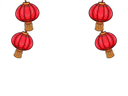 红色手绘国潮灯笼挂饰新年灯笼新春春节装饰元素png素材