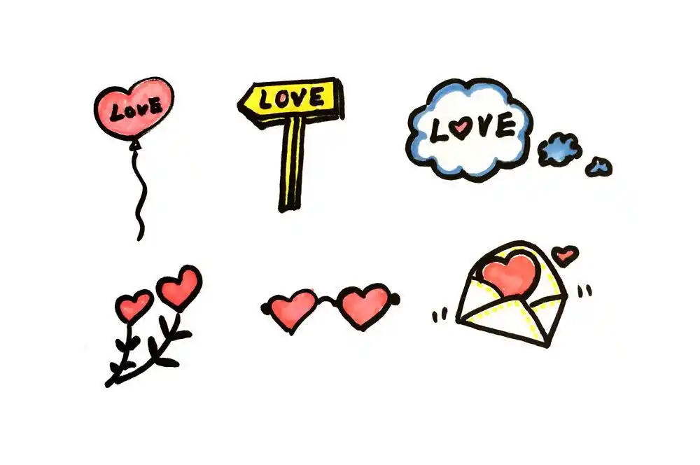 50款手帐简笔画心形小素材,装饰手帐本必备哦!收藏了备用