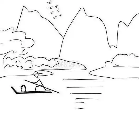 山水画简笔画 山水画简笔画小学