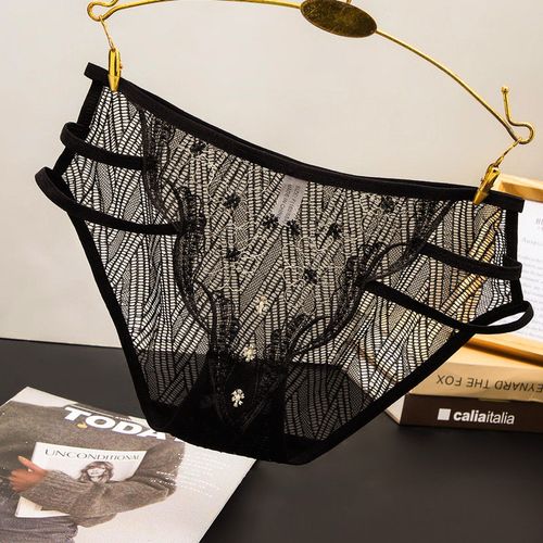 老公的爱刺绣提臀镂空女三角裤蕾丝性感内裤女无痕透气低腰火辣