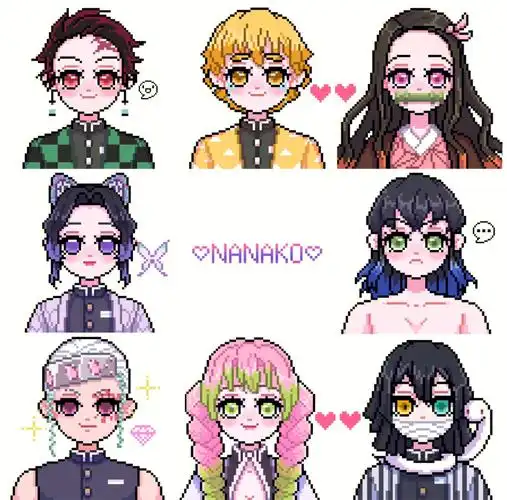 情侣头像#蝴蝶忍  #蛇恋  #像素画#宇髓天元  #善逸祢豆子#甘露僳蜜