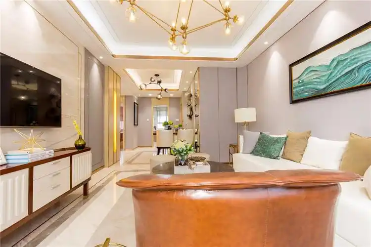 轻奢现代样板间客厅装修效果图