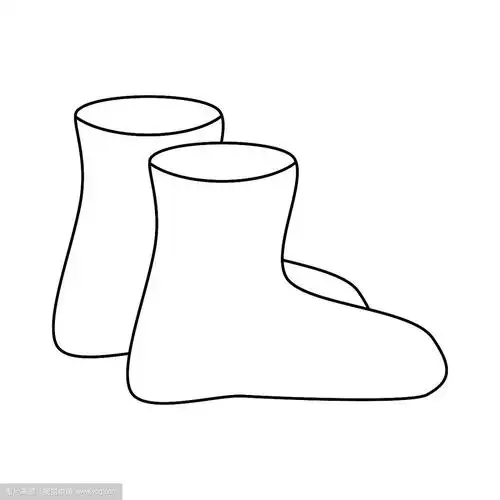 橡皮靴的轮廓,卡通简单的橡皮靴孤立在白色