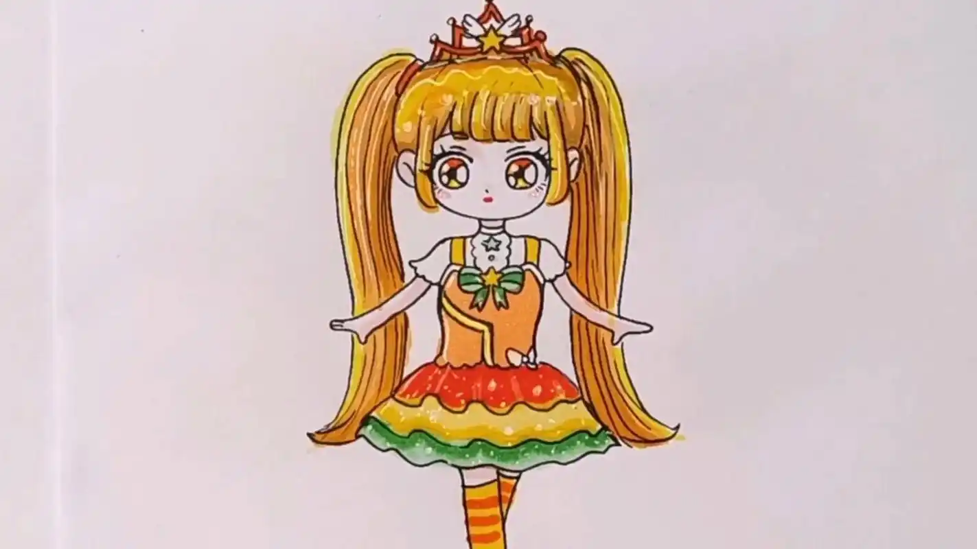 橙色乐美公主绘画教程 简单易学,0基础也能学会