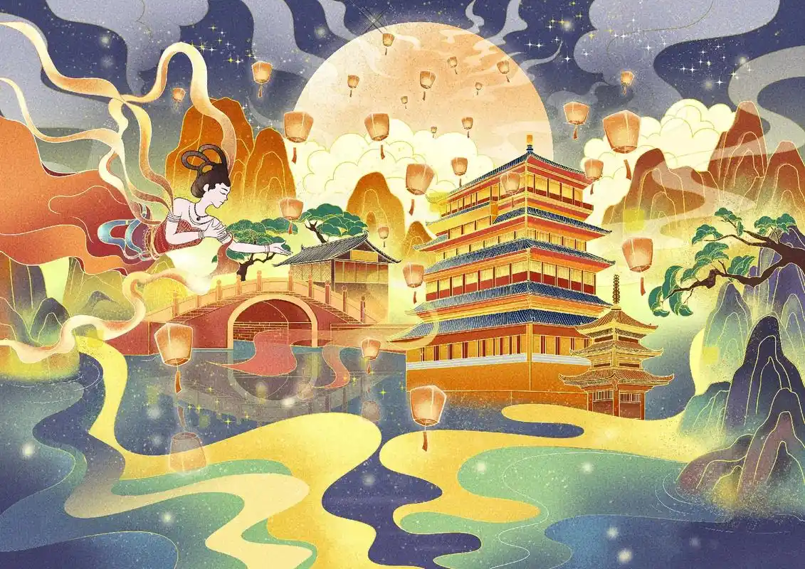 原创国潮插画 | 构思全过程.主题:遇见千年古城 工具:手绘 - 抖音