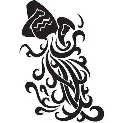 42张黑白水瓶座纹身手稿素材图案