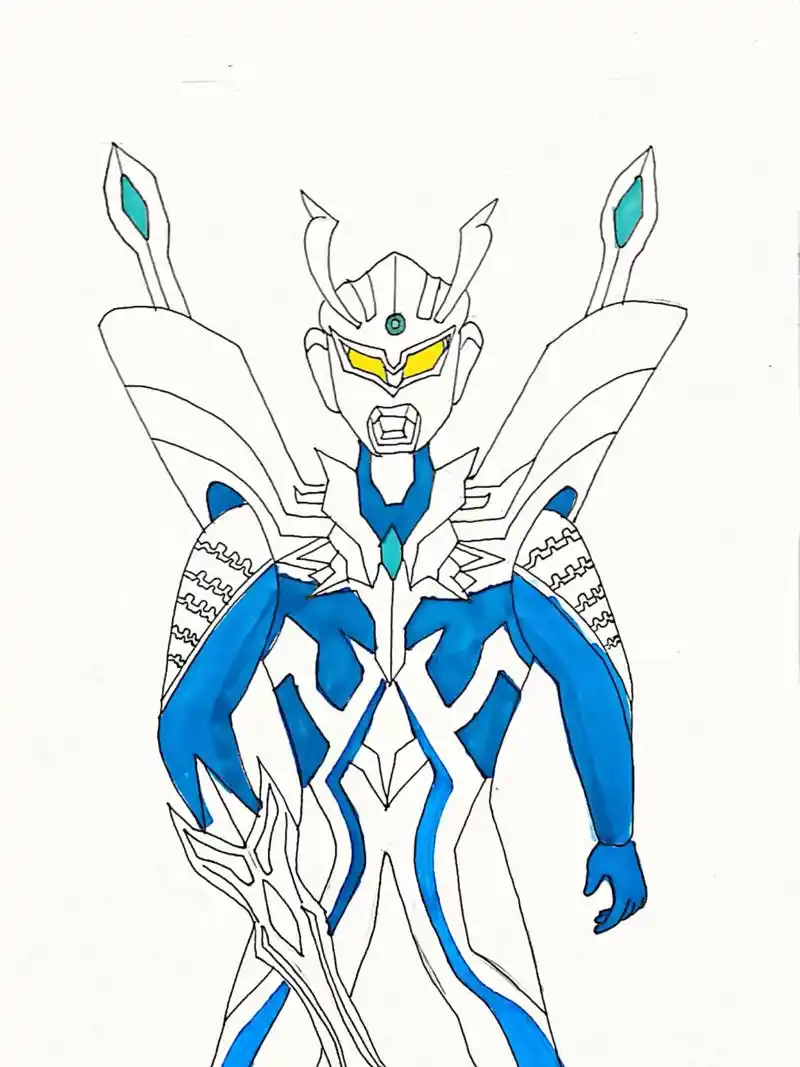 赛罗奥特曼形态 儿童画,简笔画,赛罗奥特曼. 马克笔画
