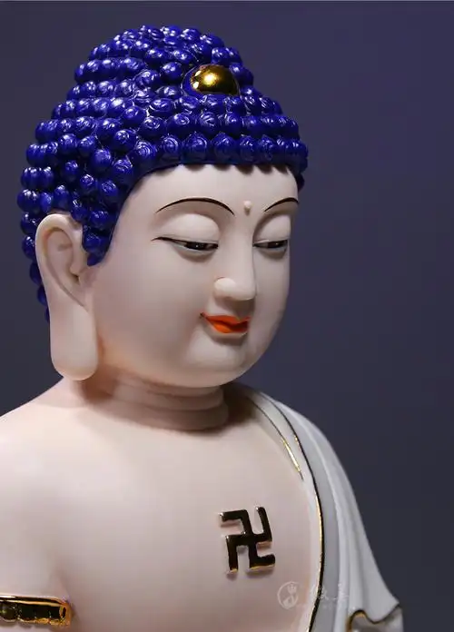 德化陶瓷12吋坐古莲如来佛像供奉阿弥陀佛释迦牟尼佛祖药师佛摆件