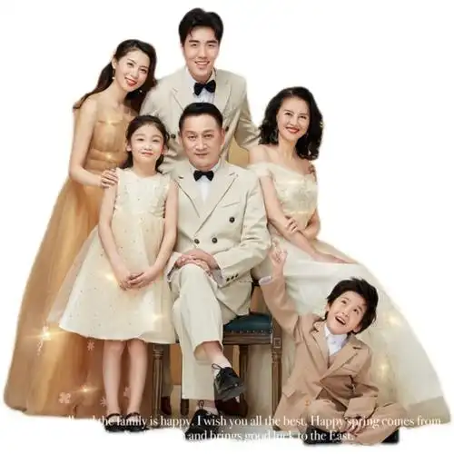 一家6口高端礼服婚纱西服全家福亲子装影楼儿童摄影服装艺术拍照