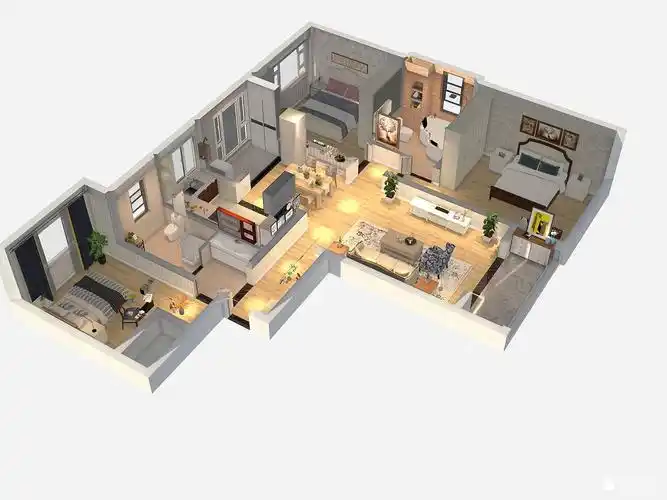 现代风格三室两厅装修设计效果图