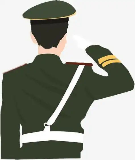 军人敬礼简笔画背影