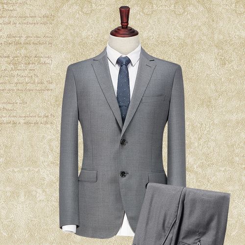 70%灰色羊毛西装套装商务正装三件套商务上班男士西服套装修身