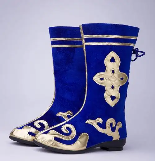 民族舞蹈蒙古舞表演出男女靴新疆靴藏族靴子美猴王儿童走秀打鼓鞋白色