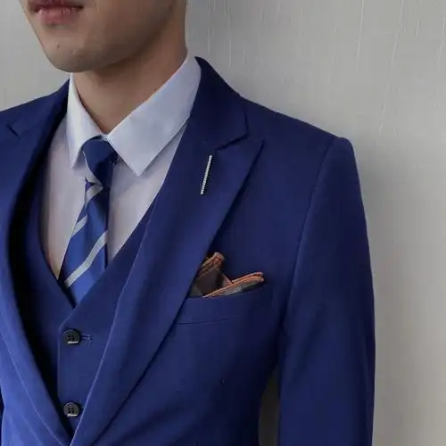 休闲小西装套装男蓝色帅气新郎婚礼修身潮流男士西服正装结婚礼服