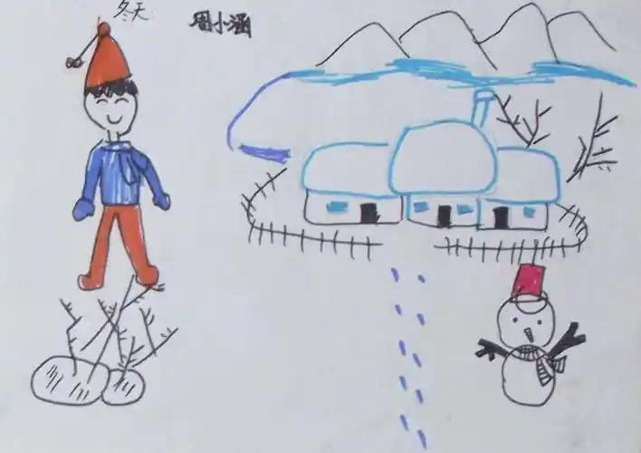 冬天彩笔蜡笔儿童画