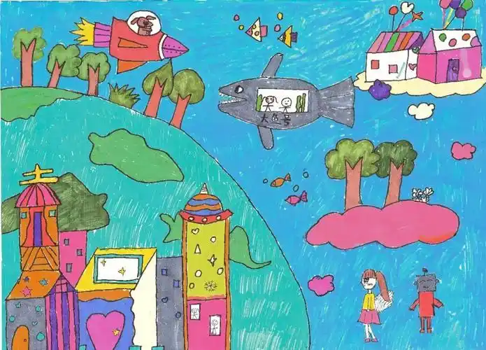 美丽的家园儿童画 美丽的家园儿童画三级