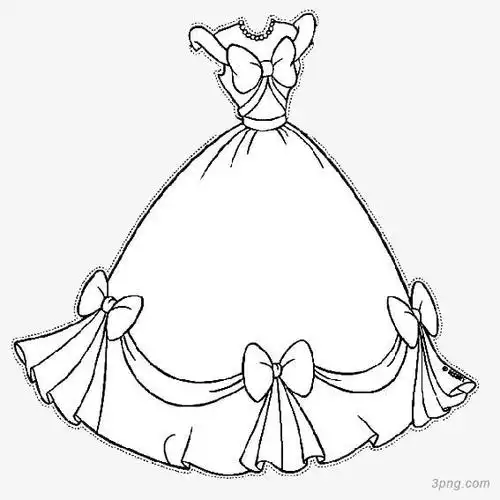 卡通白色公主裙png素材透明免抠图片卡通手绘