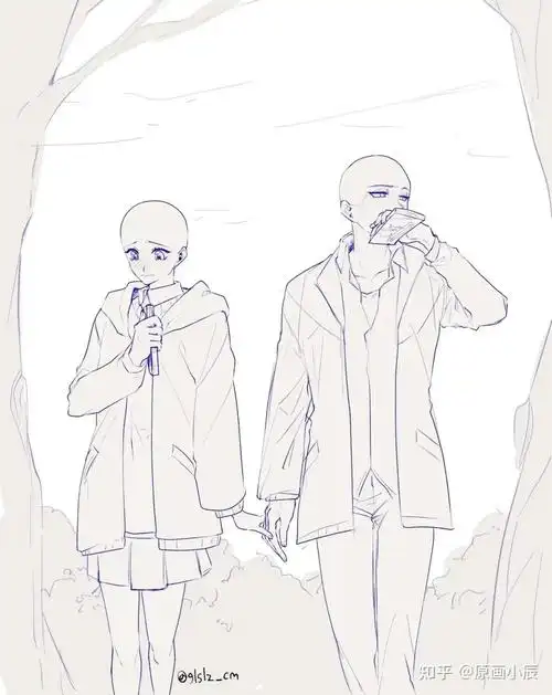 【绘画参考】春天谈一场甜甜的恋爱吧~情侣cp双人互动姿势,画本必备