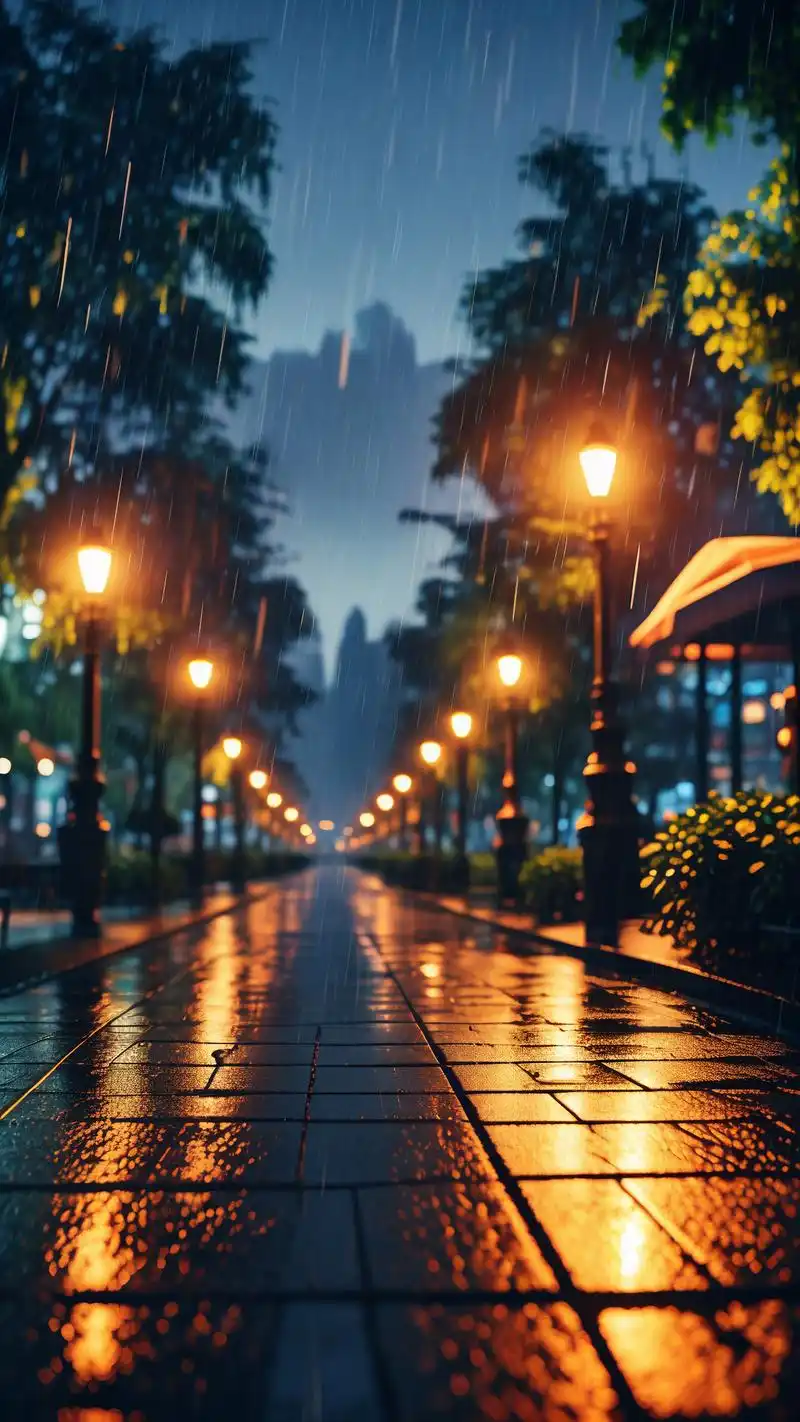 天城市夜景壁纸精选 下雨天,城市的霓虹与雨滴交织出一幅幅唯美的画面