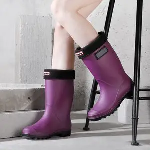 胶靴女式雨靴加绒时尚款外穿水鞋软底防滑胶鞋水靴套鞋中筒雨鞋女