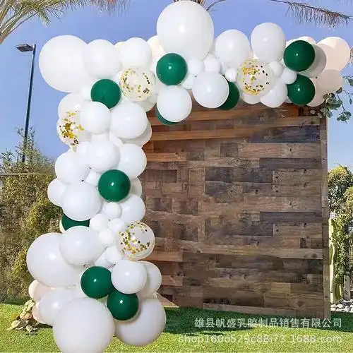 跨境白色墨绿气球链套装 森林系生日派对装饰店铺开业活动布置