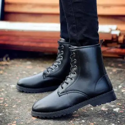 至臻永恒 男士休闲中筒靴 高帮圆头侧拉链