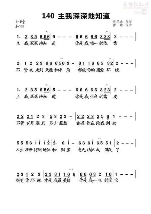下载主我深深地知道歌谱