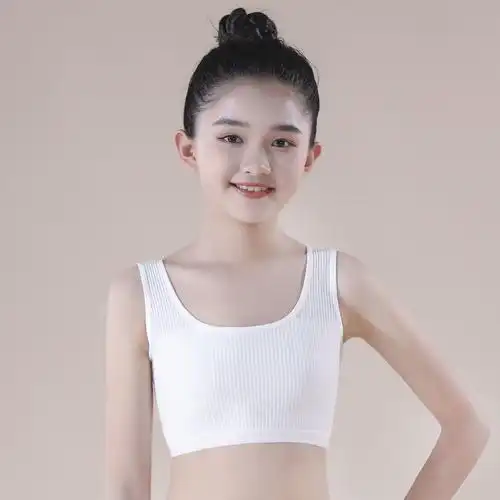 适合小孩子穿的8-16岁女童棉发育期双层中抹胸无钢圈裹胸小背心9-10