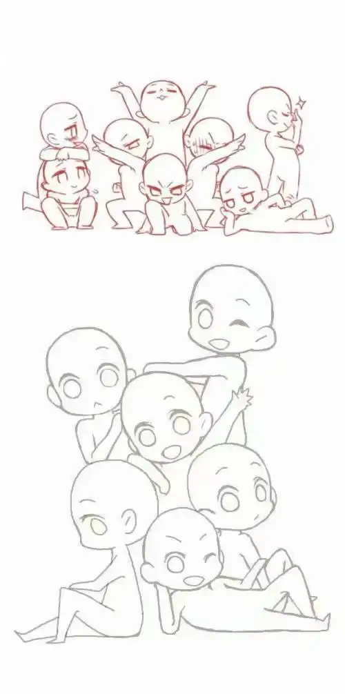 多人动作q版绘画参考