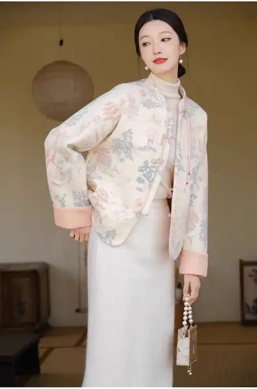 2024新款新中式外套秋冬新款国风女装茶服改良唐装山水刺绣上衣 - 17