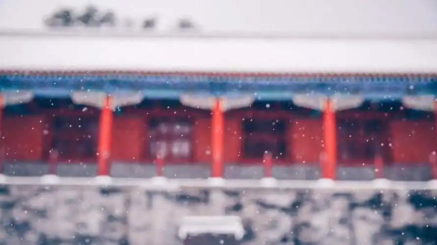 大雪中的背景故宫唯美风景图片桌面壁纸