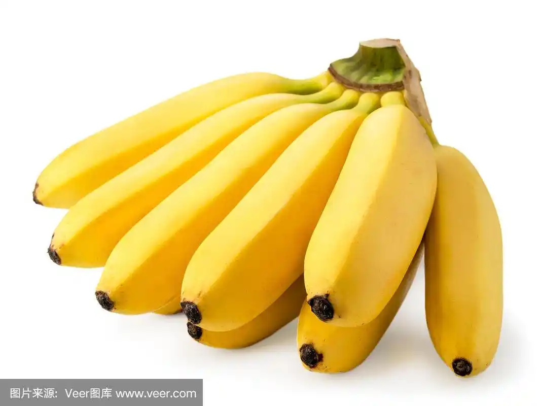 一串小香蕉特写在一个白色.孤立.