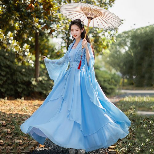 古装新款汉服超仙性感广袖流仙裙古典舞蹈服女飘逸大摆裙柯子风破