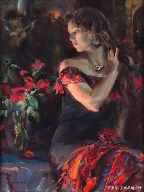 超级棒的浪漫主义油画作品,画中女性楚楚动人,优雅大气